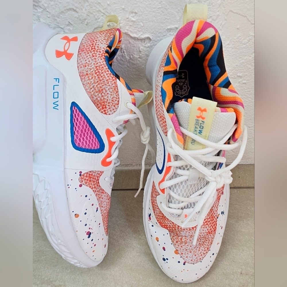🌟NWOT Under Armour Flow Breakthru 3 Le Polka Dots White-1 Basket Sneakers🌟